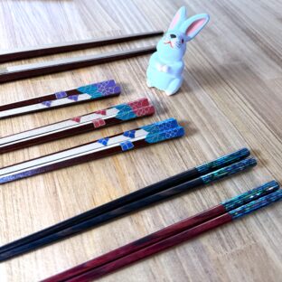 五角花シリーズ箸と千筋螺鈿箸の試作